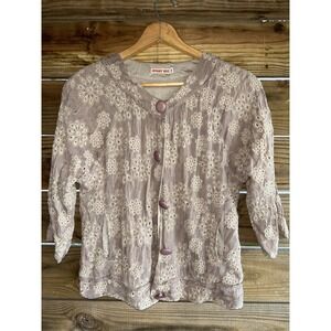 Johnny Was Wyler Blazer Jacket Medium Modal, Cotton, Rayon